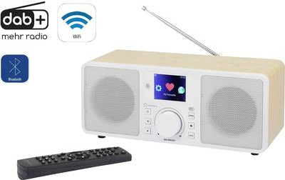 Renkforce RF-IRDAB-RETRO1 Internet, DAB+, UKW Tischradio AUX, Bluetooth®, Internetradio, DAB+, WLAN, LAN DLNA-fähig Holz (RF-3226616)