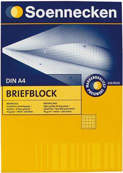 Soennecken Briefblock 2397 DIN A4 4fach gelocht kariert 100Blatt weiß (2397)