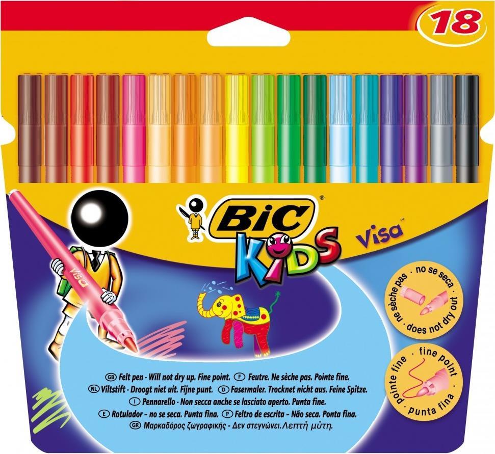 BIC KIDS Fasermaler Visacolor XL, schwarz, 12 Stück auswaschbar von Händen und Textilien, Tinte auf Wasserbasis, - 1 Stück (8289861)