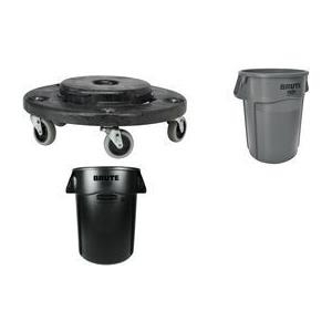 Rubbermaid Container BRUTE 166,5 Liter, aus PP, schwarz runder Container mit Lüftungskanälen, ohne Deckel, hohe - 1 Stück (FG264360BLA)
