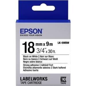 Epson LabelWorks LK-5WBW - Strong adhesive label tape - Schwarz auf Weiß - Rolle (1,8 cm x 9 m) 1 Rolle(n) - für LabelWorks LW-400, LW-400L, LW-400VP, LW-600P, LW-700, LW-900P (C53S655012)