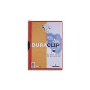 DURABLE Klemmhefter DURACLIP ORIGINAL 60, DIN A4, rot transparenter Vorderdeckel, mit Metallklemme (2209-03)