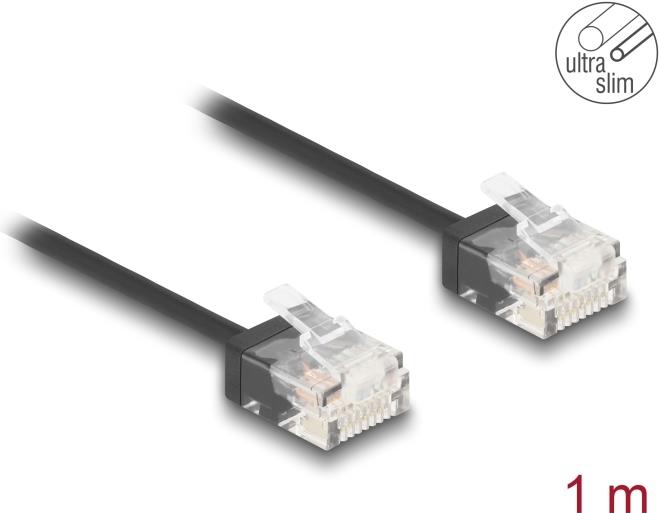 Delock Cavo di rete RJ45 Cat.6 UTP Ultra Slim 1 m nero con connettori corti