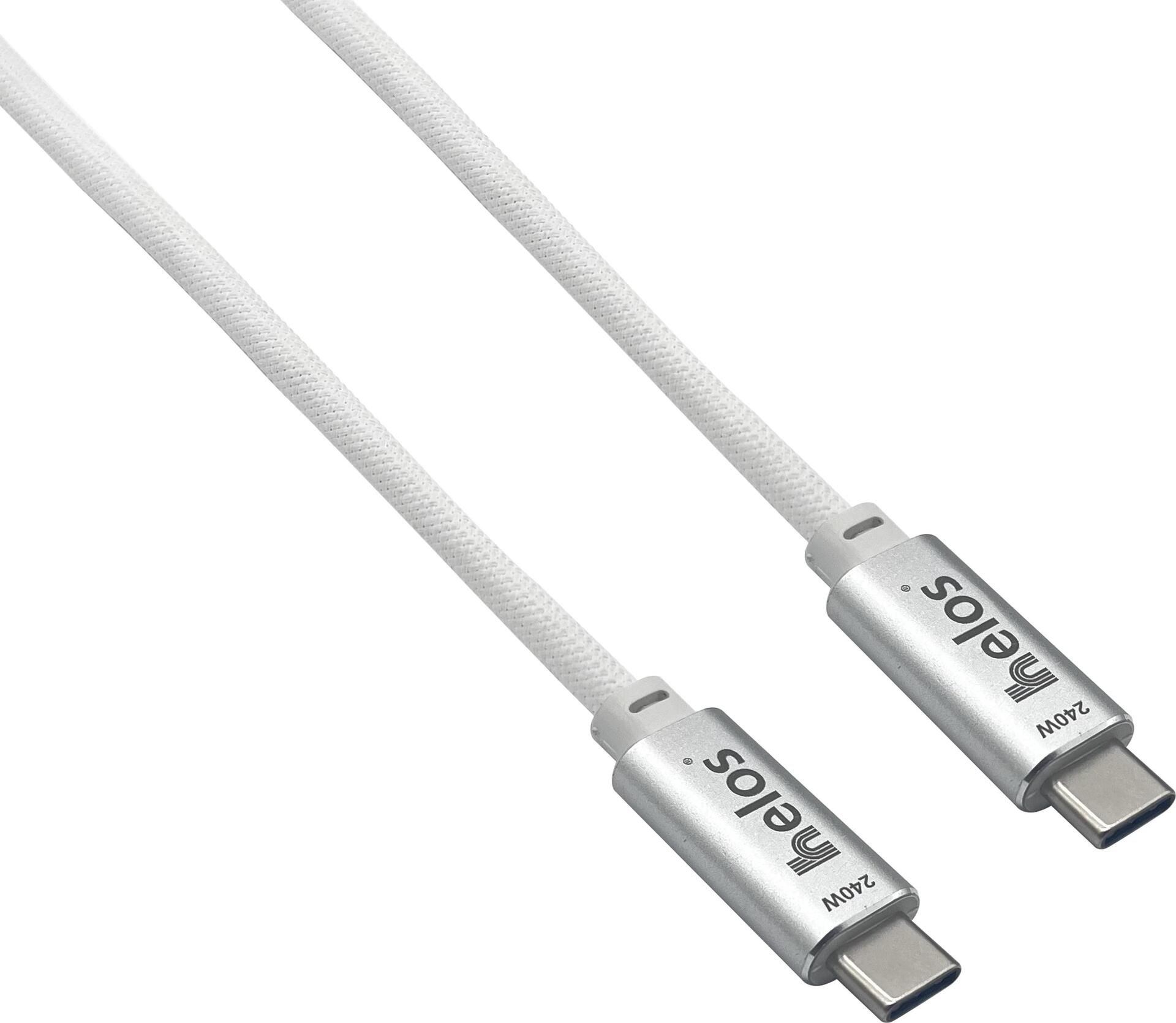 Cavo di collegamento Helos, USB 4, 40 Gbps 240 W, spina Type-C PREMIUM, 2,0 m, bianco