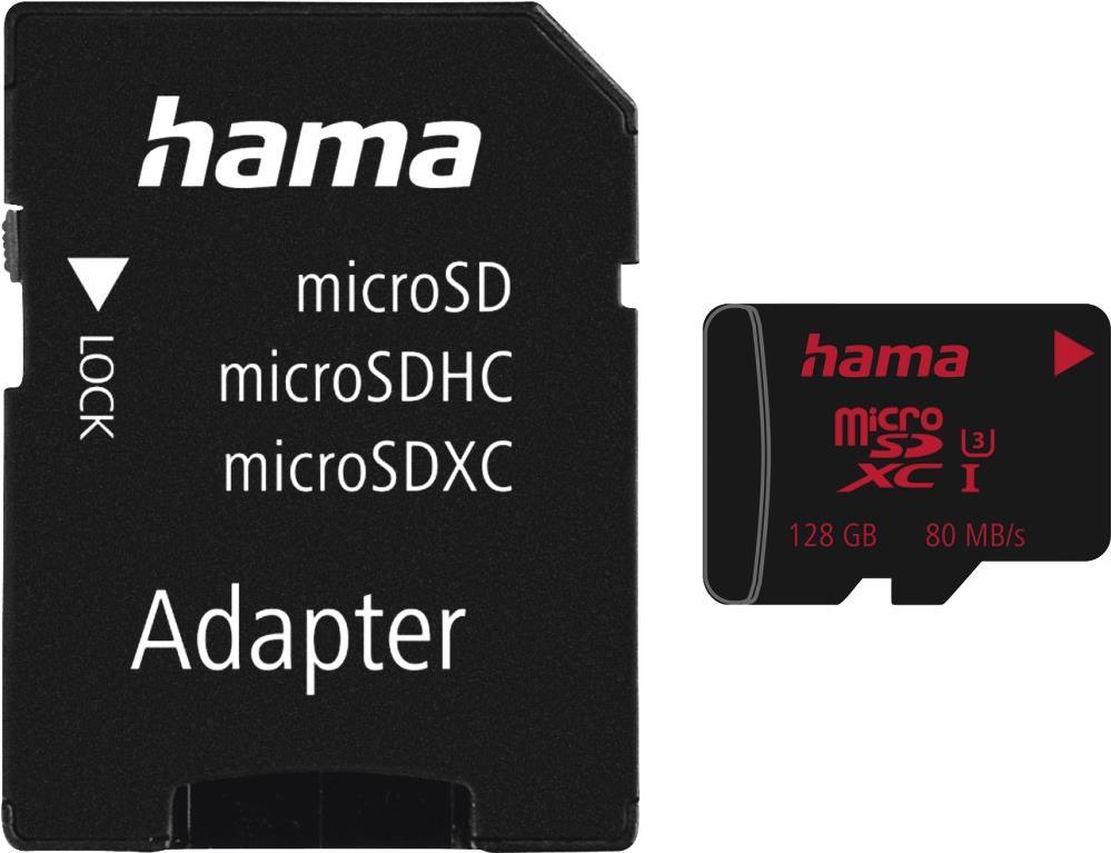 Hama microSDXC 128GB UHS-I Classe 3 (Hama 128GB MicroSDXC Card with SD Adapter UHS-I Class 3 80MB/s)