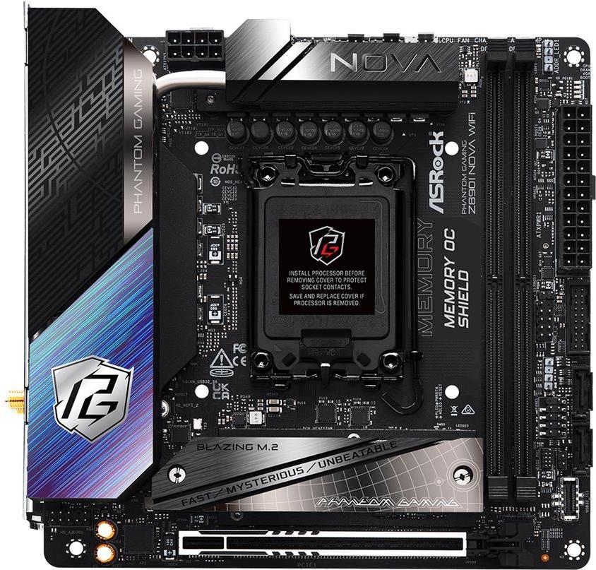 Asrock Z890I NOVA WIFI Intel Z890 1851 Mini ITX 2 DDR5 HDMI 2 TB4 Wi-Fi 7 5G LAN RGB 3x M.2