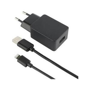 D-Parts Fontastic® Reiseladeset Stecker+Kabel Lightning 1A, 1m Schwarz (434266)