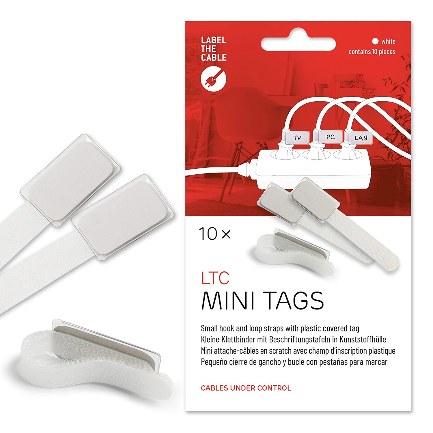 LABEL THE CABLE LTC MINI - Haltegurt - weiß (Packung mit 10) (LTC 2520 MINI WT)