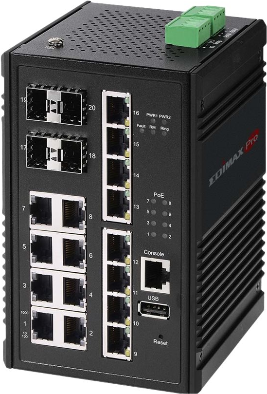 INDUSTRIAL 16PORT GIGABIT 8POE+