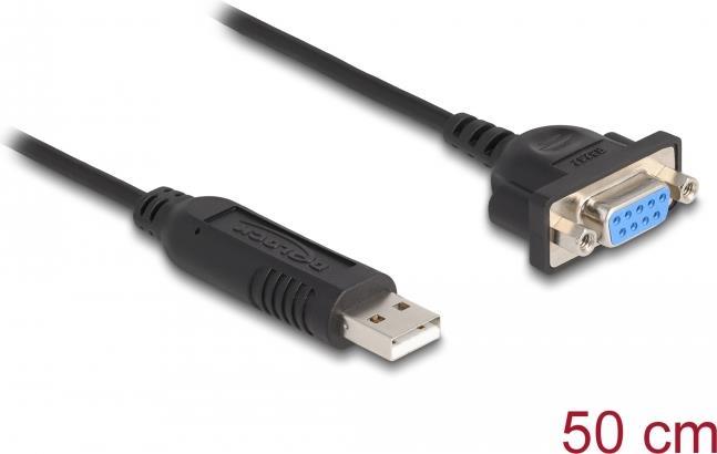 Delock Adattatore da USB 2.0 a RS-232 seriale con connettore seriale compatto con alloggiamento FTDI da 50 cm