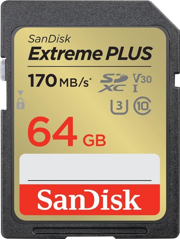 SanDisk Extreme PLUS - Scheda di memoria flash - 64 GB - UHS-I U3 / Class10 - UHS-I SDXC