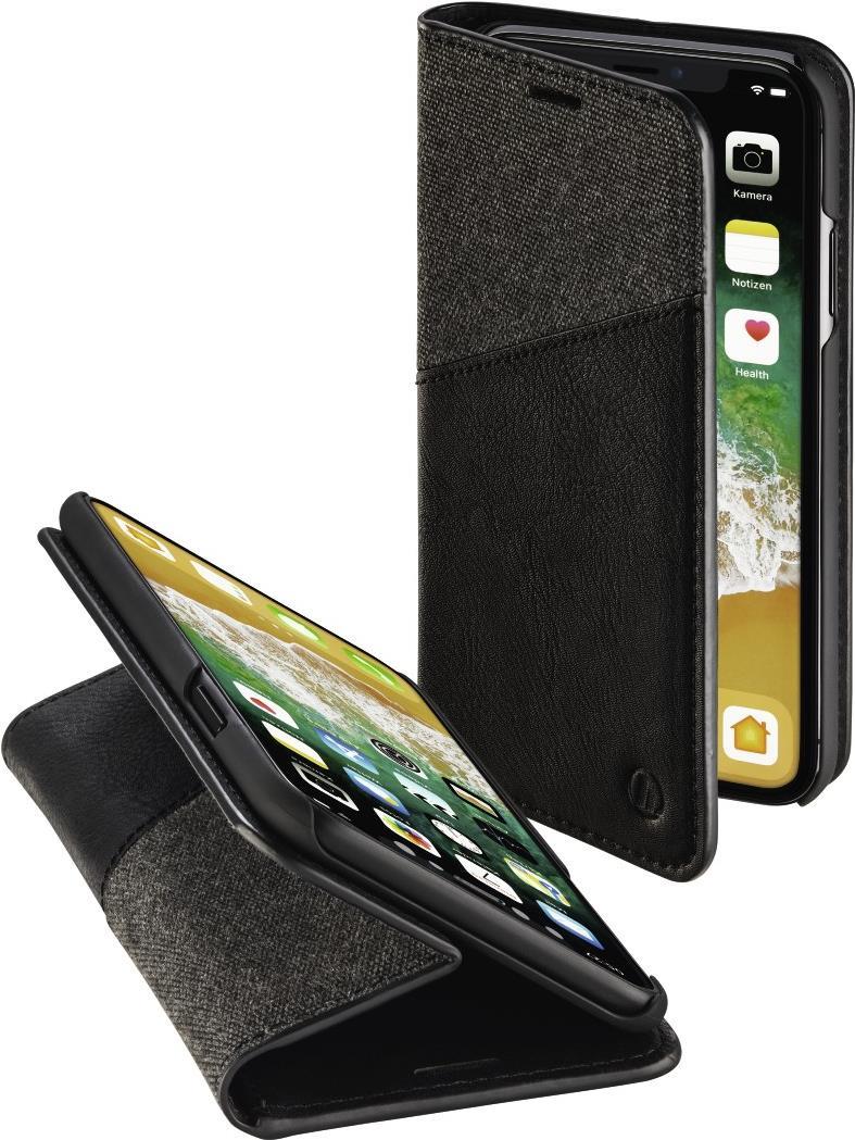 Hama Prime Line Gentle Booklet - Flip-Hülle für Mobiltelefon - Polyurethan, Polycarbonat, Netzgewebe - Schwarz - für Apple iPhone X