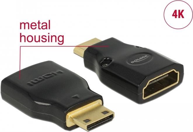 DeLOCK 65665 adattatore per inversione del genere dei cavi Mini-HDMI HDMI Nero (Delock Adapter High Speed HDMI with Et)