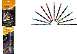 BIC Fineliner intensity fine, 12 Stück im Beutel metallgefasste Spitze, wasserbasierte Tinte, - 1 Stück (942074)