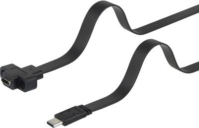 Renkforce USB 3.0 Verlängerungskabel [1x USB-C Stecker - 1x USB-C Buchse] 0.25 m Schwarz schraubbar, hochflexibel (RF-3415030)
