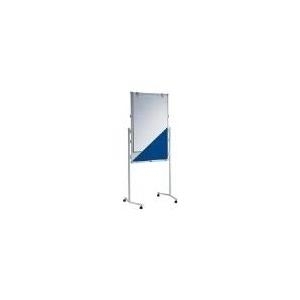 HEBEL Moderationstafel (B)750 x (H)1.200 mm, grau/blau beidseitig nutzbar, 2 Tafelflächen: blaue Textil-Pinnwand/ (63809-82)