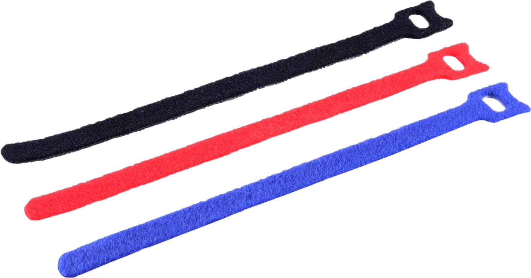 Exertis Connect Fascette fermacavi in velcro 3 colori 11 x 200 mm set da 12 larghezza velcro 11 mm (18-10002)