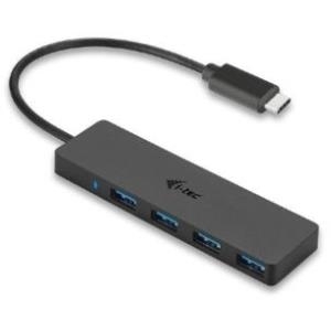 I-TEC USB C Slim Passive HUB 4 Port ohne Netzteil ideal fuer Notebook Tablet PC Unterstuetzt Win Mac OS kompatibel mit Thunderbolt 3 (C31HUB404)