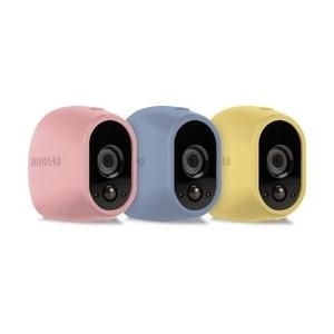 NetGear Arlo VMA1200C - 3 Silokonbezüge für kabellose Arlo-Kameras (1x rosa, hellblau, gelb) - UV- und wasserfest (VMA1200C-10000S)