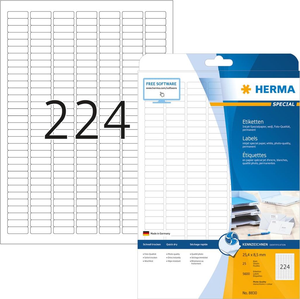 HERMA 8830 etichetta per stampante Bianco Etichetta per stampante autoadesiva (HERMA Special - etiketter - mat - 5600)