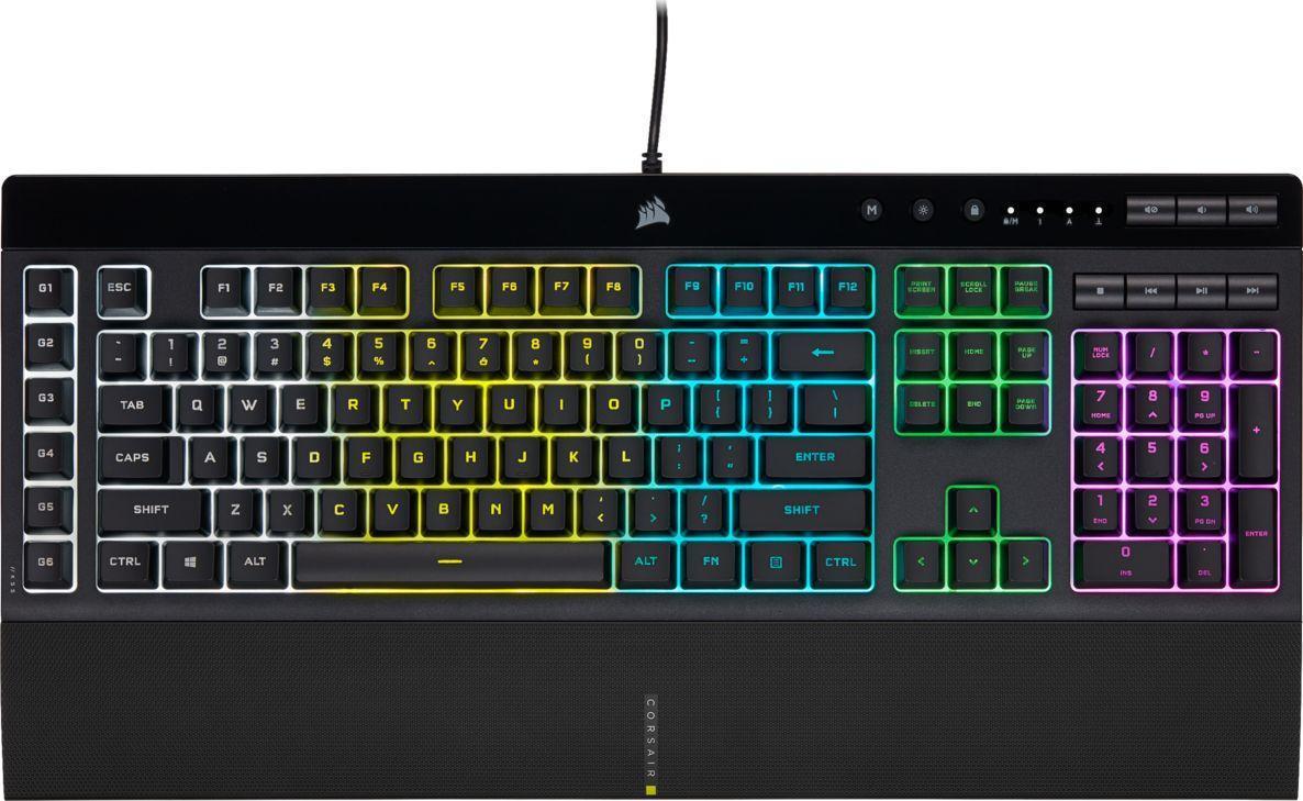 CORSAIR Gaming K55 RGB PRO Tastatur Gummitrykknap RGB/16,8 millioner farver Kabling USA internationalt