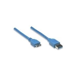 Manhattan SuperSpeed USB Device Cable - USB-Kabel - 9-polig USB Typ A (M) - 10-polig Micro-USB Typ B (M) - 1,0m (USB3.0) - Blau (325417)
