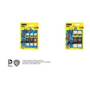 UHU Klebestift stic Super Heros, Blisterkarte, 2 x 21 g Klebestift mit Schraubkappe, leicht auswaschbar, lösemittel - 1 Stück (036250)