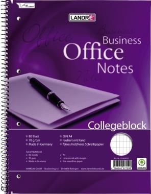 LANDRÉ Collegeblock work DIN A4, 80 Blatt, rautiert Lineatur 23, angedeuteter Rand links, 70 g-qm, holzfrei (355408023)