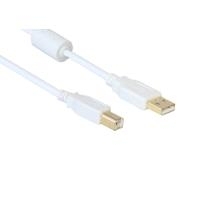 Anschlusskabel USB 2.0 Stecker A an Stecker B, mit Ferritkern, vergoldet, weiß, 1m, Good Connections® (2510-WHF1)