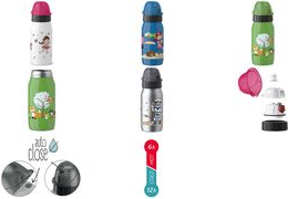 emsa KIDS Isolier-Trinkflasche ISO 2 GO, 0,35 L, Astronaut Edelstahl / PP, doppelwandig mit Isolierfunktion, hält 12 - 1 Stück (518375)