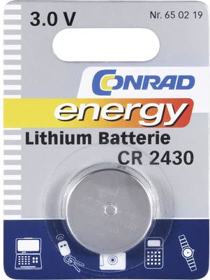 CONRAD ENERGY Knopfzelle CR 2430 Lithium CR2430 270 mAh 3 V 1 St. (650219)