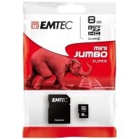 EMTEC Mini Jumbo Super - Flash-Speicherkarte (microSDHC/SD-Adapter inbegriffen) - 8GB - Class 4 - microSDHC (ECMSDM8GHC4)