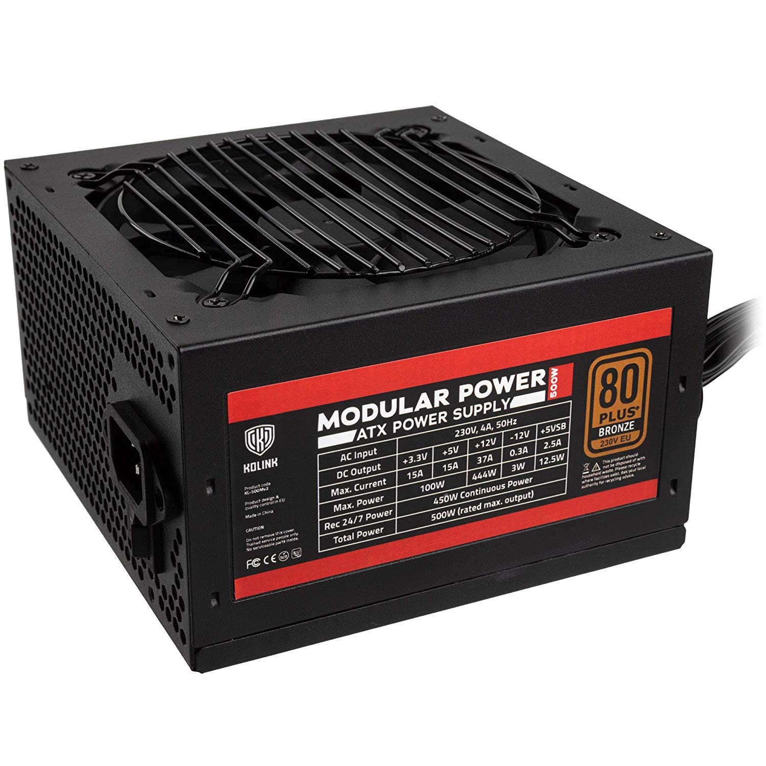 Kolink KL-500MV2 alimentatore per computer 450 W 20+4 pin ATX ATX Nero (Kolink Modular Power 500W 80 Plus Bronze Modular Power