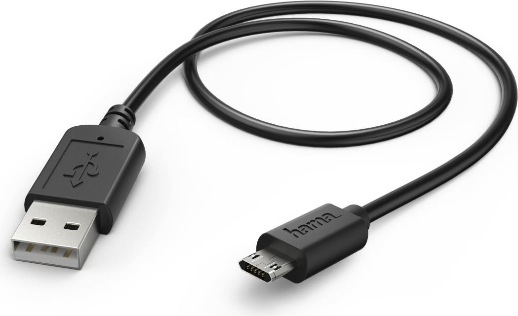 Hama Prime Line - USB-Kabel - USB (M) bis Micro-USB Typ B (M) umkehrbar - 1,4m - geformt - Schwarz (00173675)