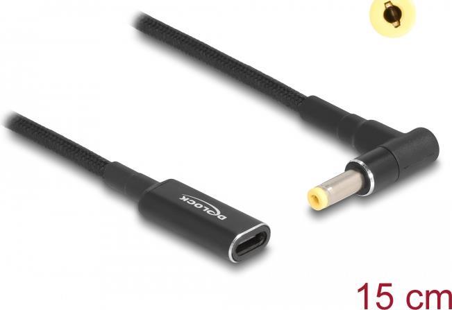 Delock Cavo adattatore per cavo di ricarica per notebook Presa USB di tipo C a spina HP 4,8 x 1,7 mm angolato a 90° 15 cm