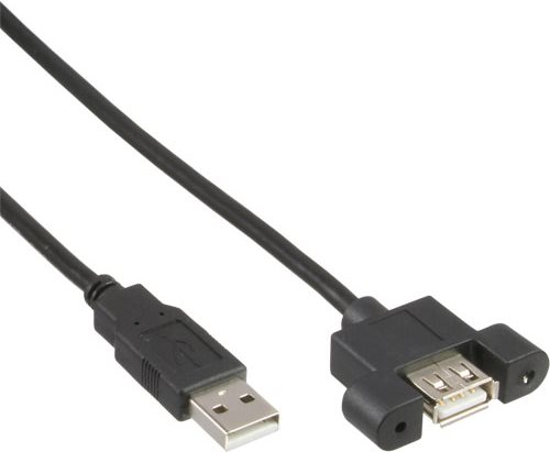 InLine Cavo USB 2.0 pannello A femmina / A maschio, 0,6m (Kabel USB 2.0 Stecker A auf Einbaubuchse A 0,6m black mit Halterung z