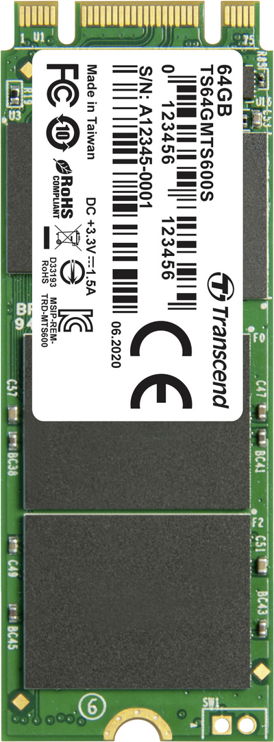 Transcend SSD 64 GB M.2 2260 SATA3 Leggi/Scrivi 520/100 IOPS 50000/25000