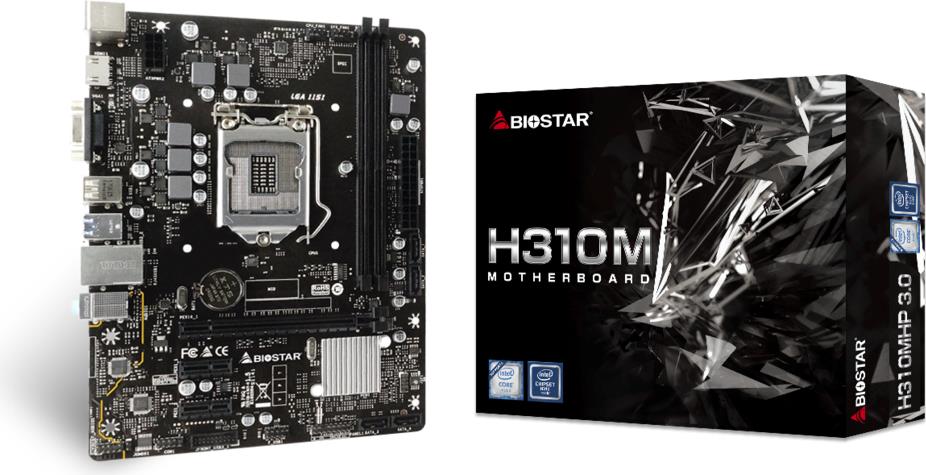 MB BIOSTAR H310MHP 3.0 LGA 1151 (COFFEE LAKE) 310C 2DDR4 VGA+HDMI PCIE, 4*SATA mATX , GbE LAN DUAL