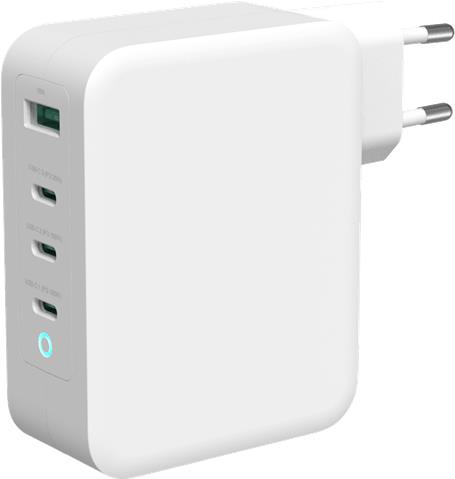 Deltaco Wall Charger, 1xUSB-A, 3xUSB-C, 130W - White