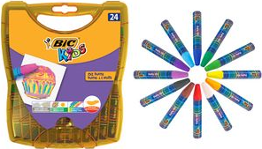 BIC KIDS Ölpastellkreide Oil Pastel, 24er Kunststoffetui weiche, hexagonale Ölmalkreiden, mit Papierbanderole, - 1 Stück (940759)