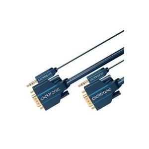 ClickTronic - VGA-Kabel - HD-15 (VGA), Stereo Mini-Klinkenstecker (M) bis HD-15 (VGA), Stereo Mini-Klinkenstecker (M) - 2 m - Daumenschrauben