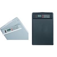 Alassio Klemmbrett, schwarz (B)228 x (T)18 x (H)347 mm aus Kunststoff, mit abnehmbarem Dual-Power-Tascherechner (0085)