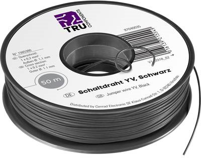 TRU COMPONENTS 1565380 Schaltdraht Yv 1 x 0.20 mm² Schwarz 50 m (1565380)