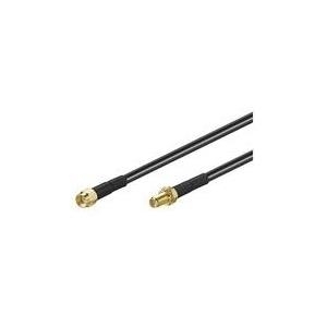 Wentronic Goobay WLAN Antennenverlängerungskabel, Schwarz, 1 m - RP-SMA Stecker > RP-SMA Buchse (51675)