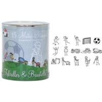 HEYDA Motivstempel-Set Fußballer & Baustelle, Runddose Motivstempel aus Holz, inkl. Stempelkissen in schwarz, je (204888489)