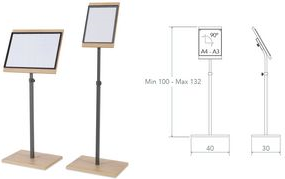 FRANKEN Infoständer Design, DIN A4 hoch/quer, Holzoptik im Hoch- und Querformat nutzbar, höhenverstellbar von 1.000 - 1 Stück (BS0907H)