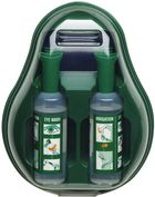 LEINA Augenspül-Station, inkl. 2 x 500 ml Augenspülung Station aus Kunststoff, grün, mit Spiegel, inkl. Befes - 1 Stück (REF 44022)