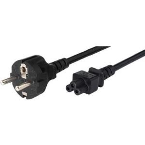 Netzanschlusskabel, Schukostecker an 3pol Buchse C5, schwarz, 1,8 m Notebook-Anschlusskabel für Deutschland, Frankreich, Belgien... (35902)