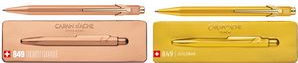 Caran D'Ache Pressure Ballpoint Pen 849 Brut Ros Ros Gold Slip M Colore della linea nero albero esagonale - 1 ripido (849.997)