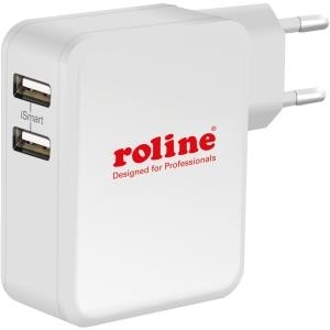ROLINE - Netzteil - 24 Watt - 4.8 A - 2 Ausgabeanschlussstellen (USB (nur Strom)) - weiß (19.11.1026)